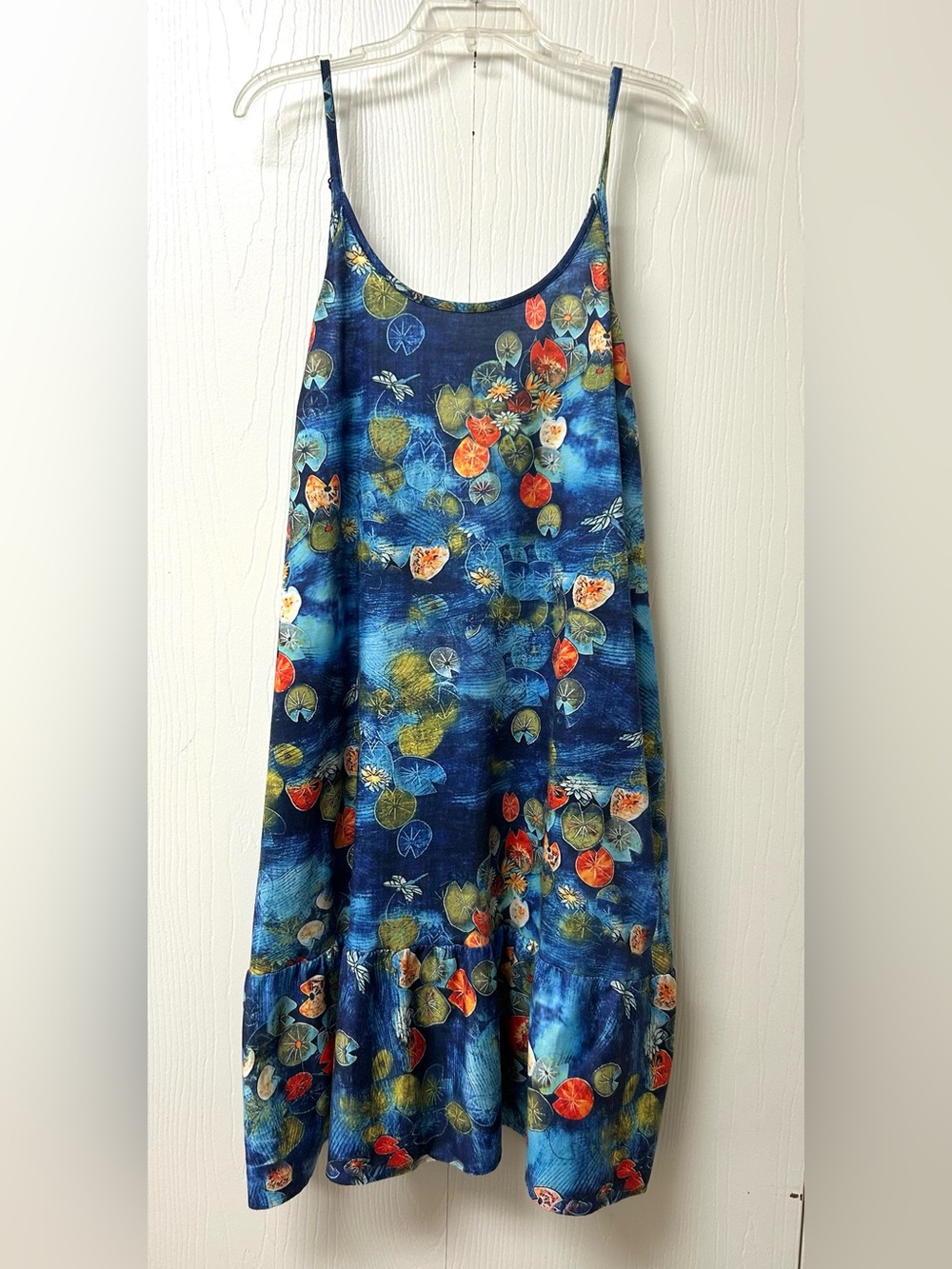 Blue Floral summer dress with Multicolor Accents